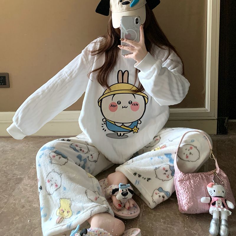 Women Shoes Xxl - Cartoon Usagi fleece pyjamaset voor dames,