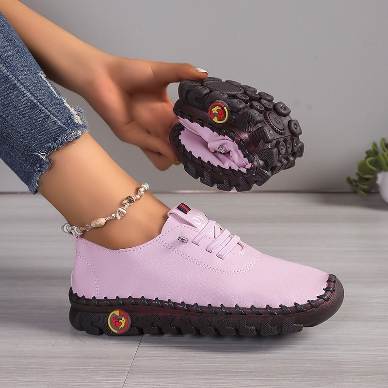 Oxford Lace Up Women - Dames leren casual schoenen, veterschoenen met