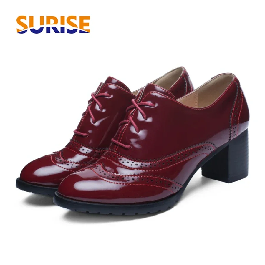 Oxford Lace Up Women - Britse Dames Oxfords Blauw Rood Zwart