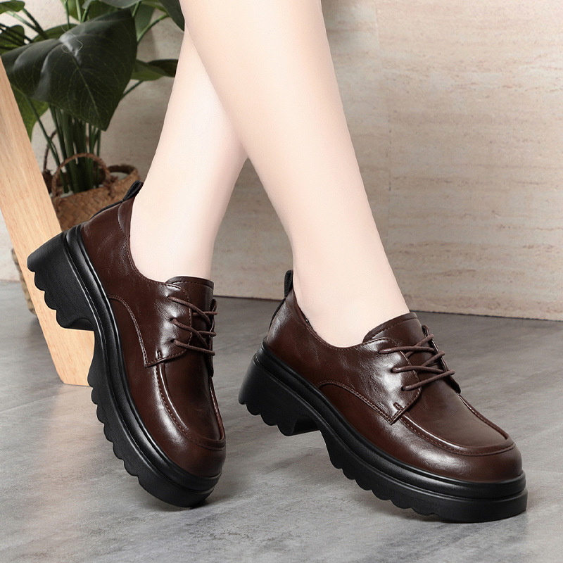 Oxford Lace Up Women - 5 cm Vintage Diepe Mond Zacht