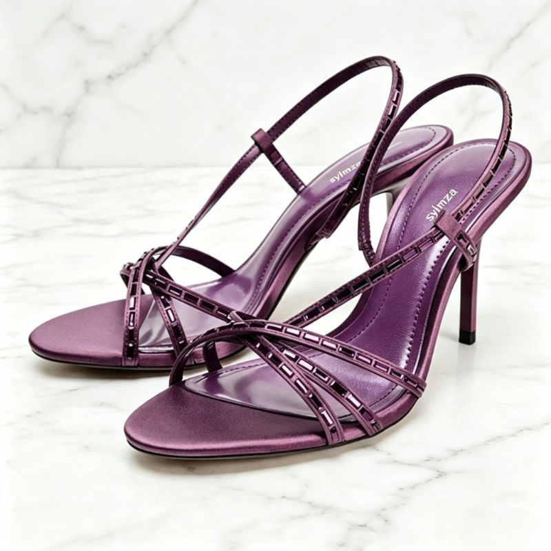Paarse sandalen met strass-det - Women'S Shoes Quality recensie en prijs