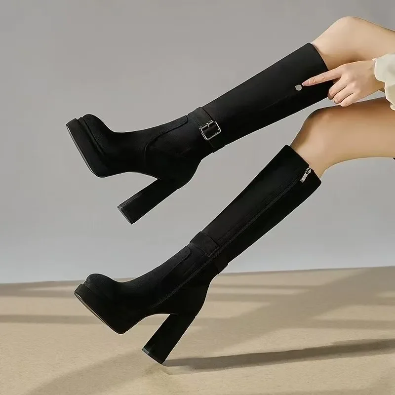 Damesplatform dikke hoge hak 2 - Knee High Boots Women recensie en prijs