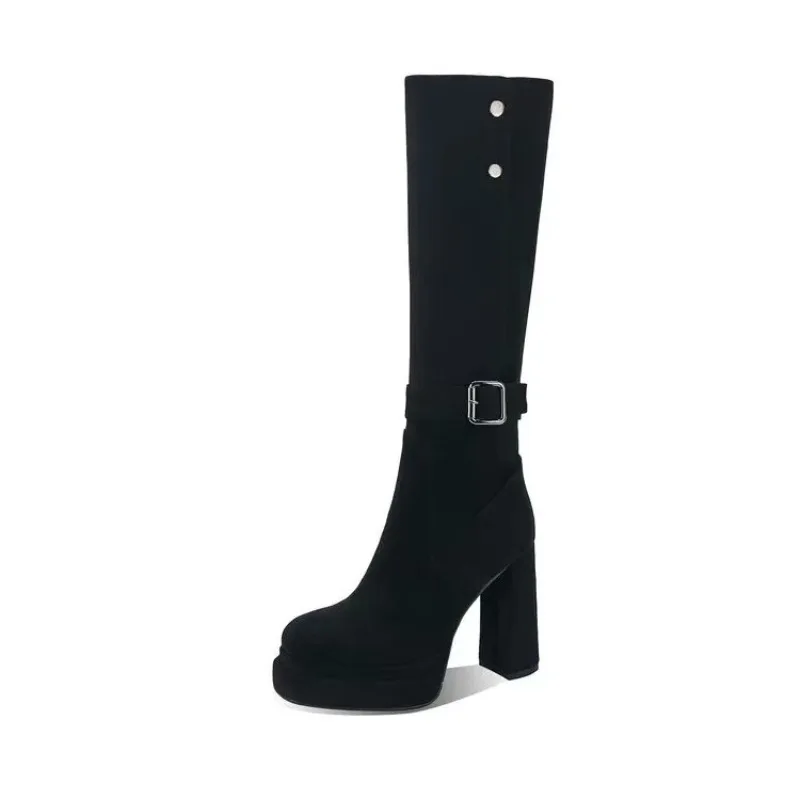 Damesplatform dikke hoge hak 2 - Knee High Boots Women recensie en prijs